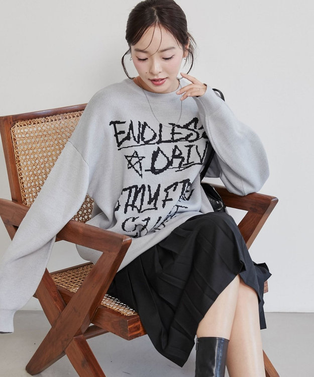 WEGO グラフィックニットBIGプルオーバー 柄22