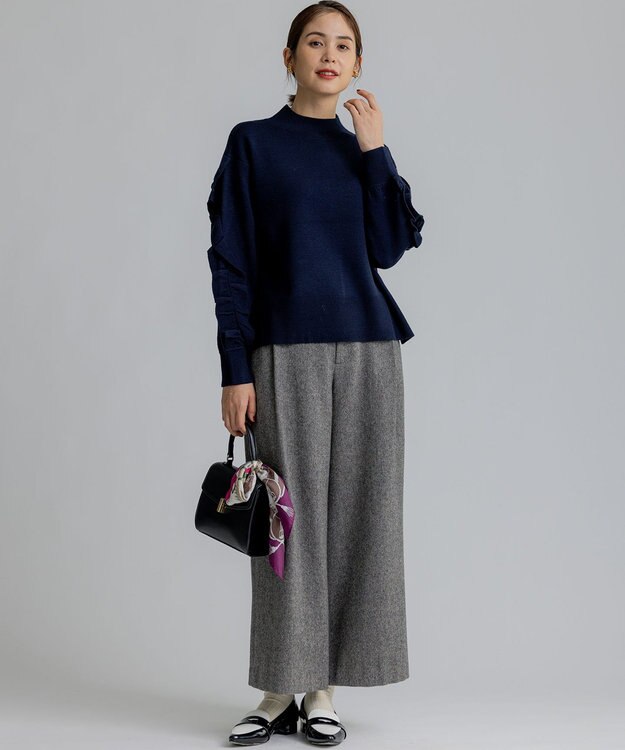 組曲 S ネコアシツィード ワイドパンツ グレー系