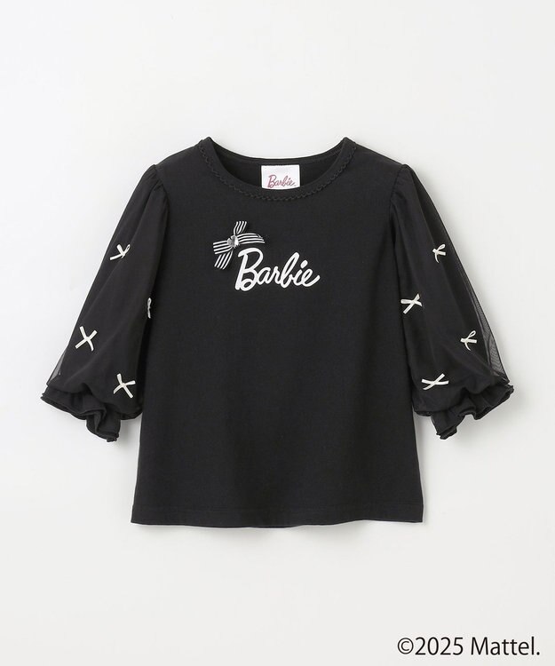 ANY KIDS 【Barbie(TM)】リボン 七分袖Tシャツ ブラック