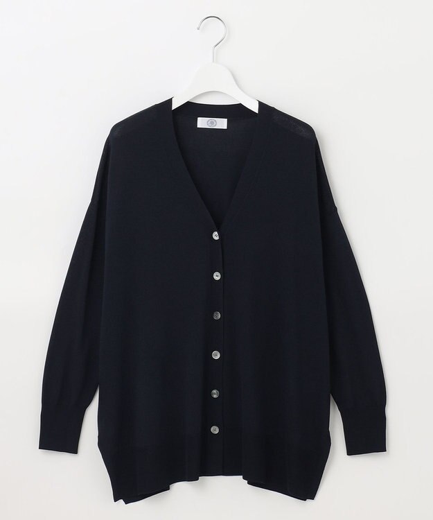 J.PRESS LADIES 【洗える】 シルキーレーヨンストレッチ Ｖネック カーディガン ネイビー系