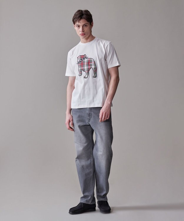 J.PRESS MEN 新色登場！【毎シーズン大好評】【UNISEX】ファブリックワッペン バックブルTシャツ ホワイト系