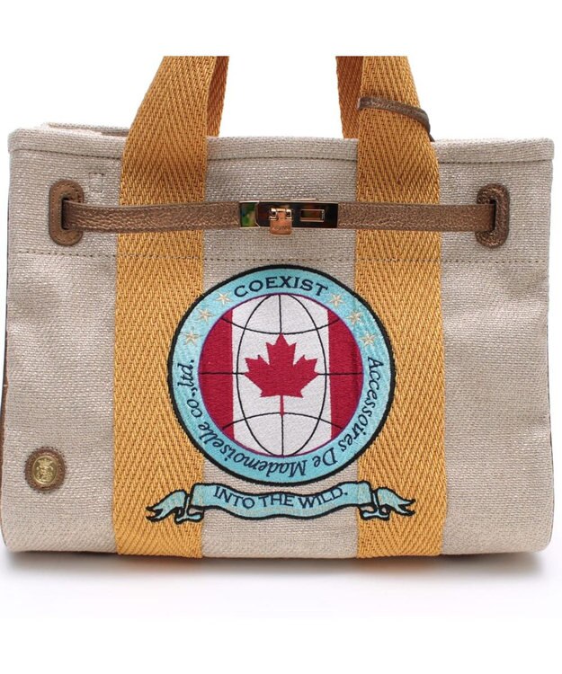 A.D.M.J. リネンラメクロス/前金具付トート32cm(Dカン＋) GOLD