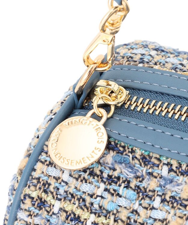 23区 GIOLICAツイード シリンダー ショルダーバッグ ブルーミックス