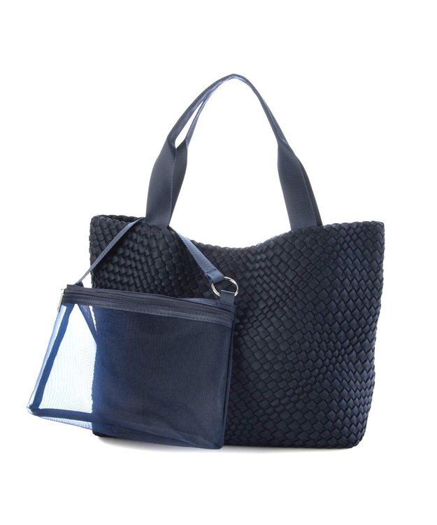 UNBILLION ポーチ付きネオプレーンメッシュビッグトートバッグ ネイビー