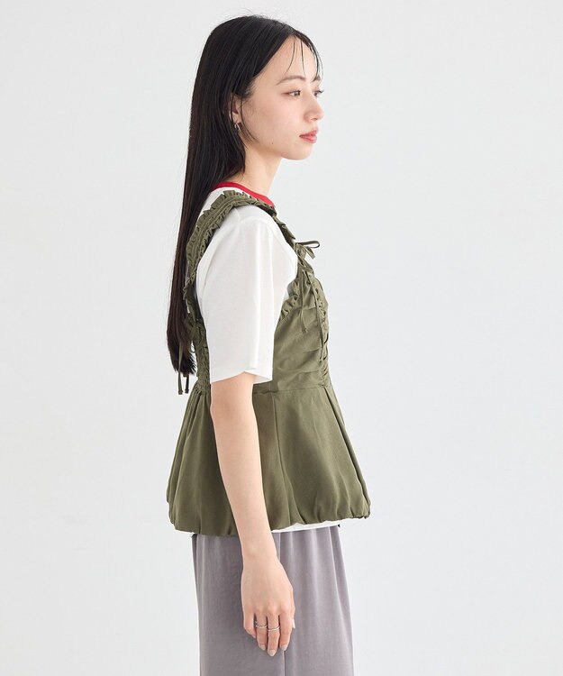 earth music&ecology ペプラムビスチェ Khaki