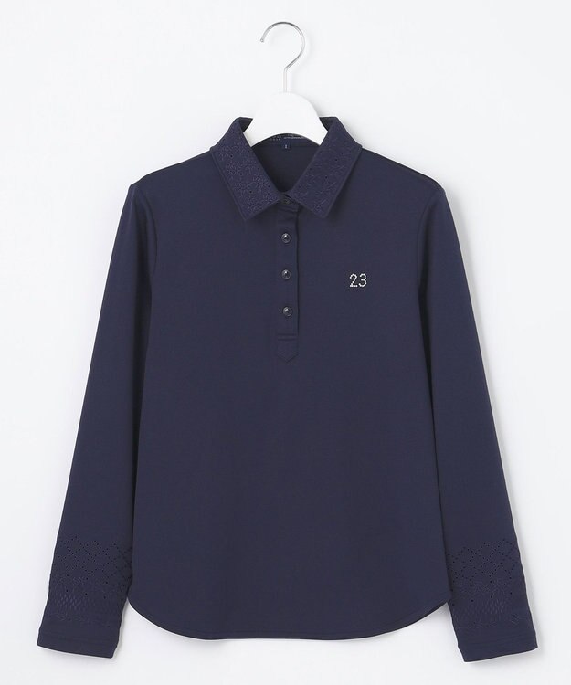 23区GOLF 【WOMEN】【吸水速乾・UVケア】エンブロイダリー長袖シャツ 1枚で決まる 動きやすさ◎ ネイビー系