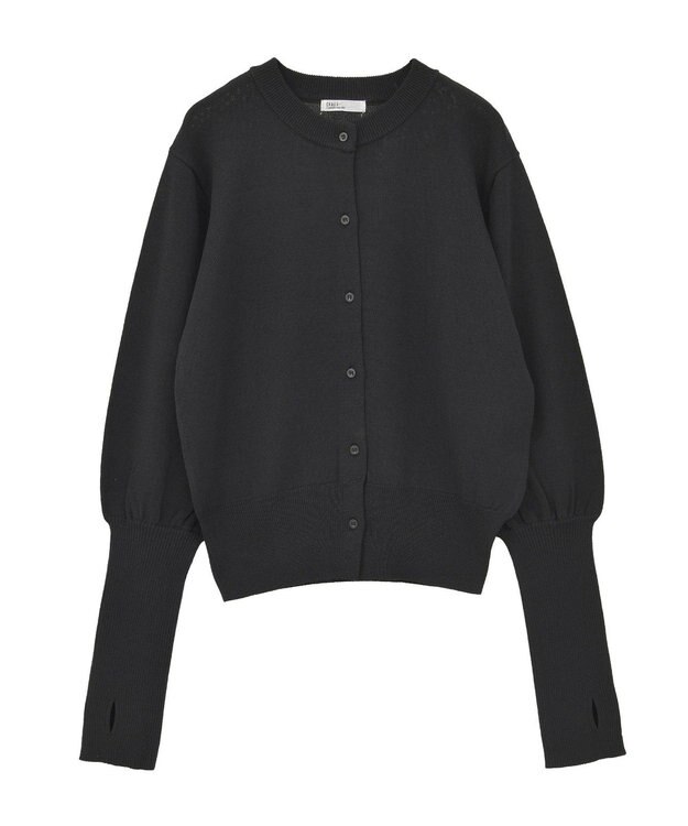 CRAFT STANDARD BOUTIQUE ロング袖リブコンパクトニットカーディガン Black