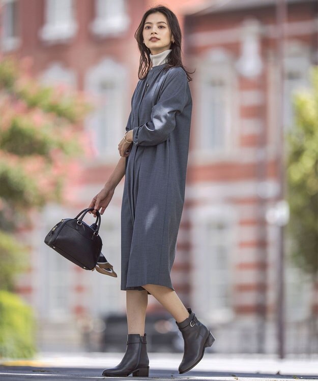 J.PRESS LADIES 【洗える】T/W/R ウォッシャブル ワンピース ネイビー系