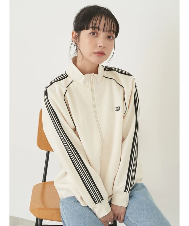earth music&ecology スポーティー袖ラインブルゾン Ivory