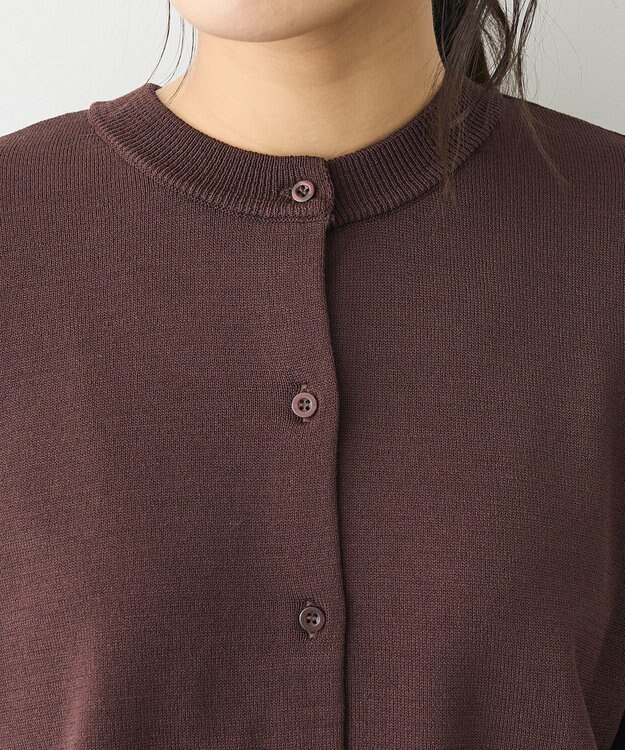 CRAFT STANDARD BOUTIQUE ロング袖リブコンパクトニットカーディガン Brown