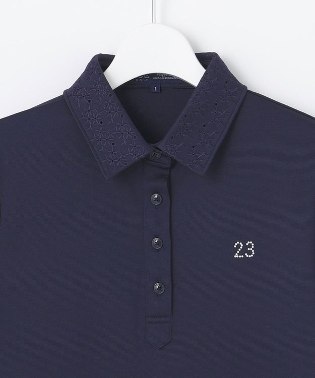 23区GOLF 【WOMEN】【吸水速乾・UVケア】エンブロイダリー長袖シャツ 1枚で決まる 動きやすさ◎ ネイビー系