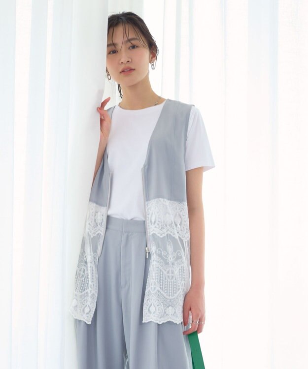 Green Parks レースドッキングＺＩＰベスト Light Gray
