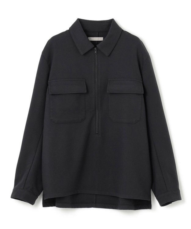 UNFILO MENS 【男女兼用】フラノライク ハーフジップ シャツブルゾン [24年秋冬商品] チャコール グレー