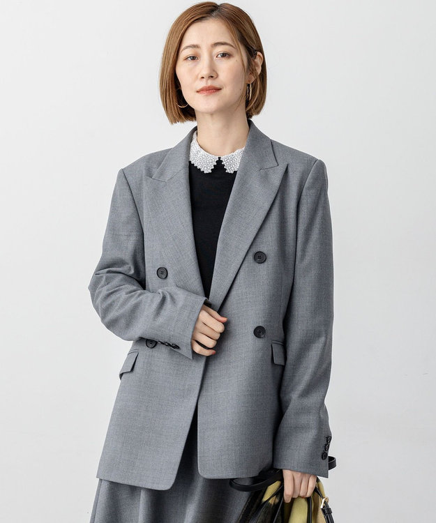 23区 【セットアップ対応】TWサキソニー ダブル ジャケット ライトグレー系