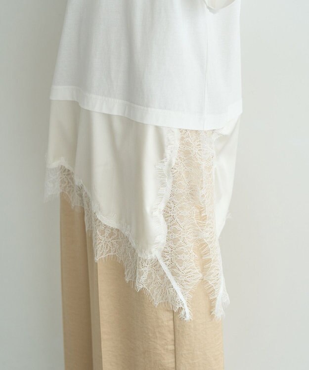 YECCA VECCA ドロストスリーブヘムレースTee White