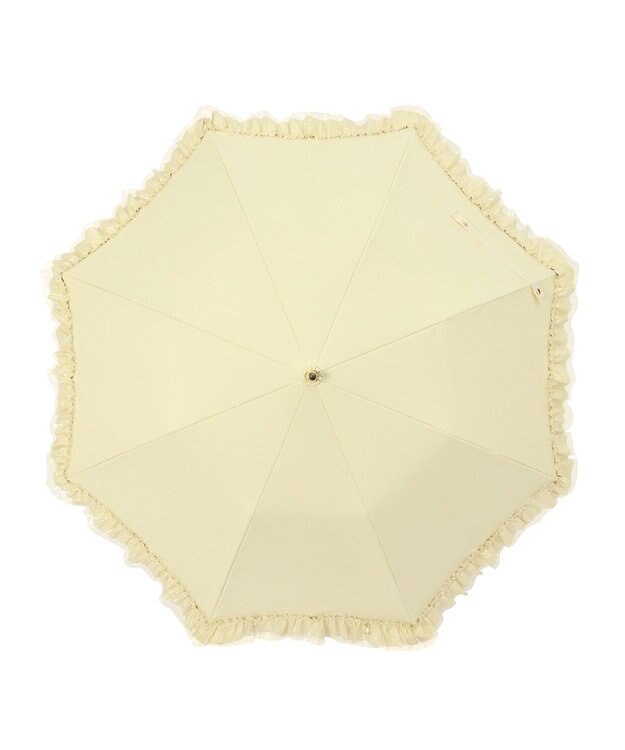 MOONBAT 【ランバン オン ブルー（LANVIN en Bleu）】晴雨兼用折りたたみ日傘　ビジュー付きオーガンジーフリル ライトイエロー