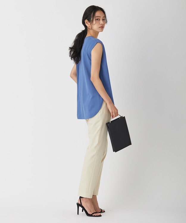 ICB L 【洗える】ガスコットンハイゲージ ノースリーブニット スマルトブルー系