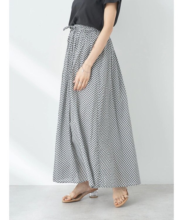 earth music&ecology コットンボイルボリュームスカート Gingham Check