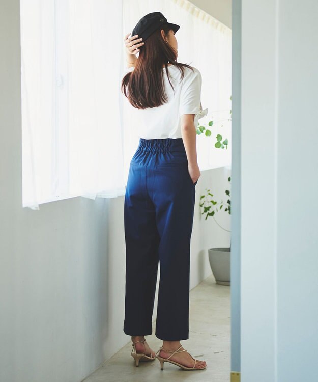 Feroux 【UVケア】リボンスリーブドルマン Tシャツ ホワイト系