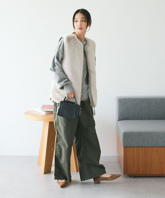 CRAFT STANDARD BOUTIQUE エコファー×ムートンチュニックベスト Light Gray