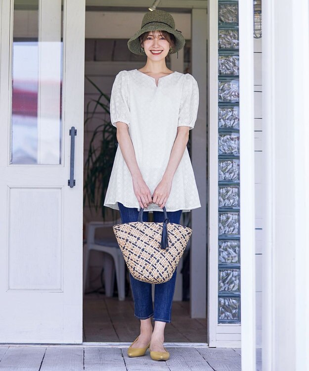 Tiaclasse シーグラスチェックバッグ ベージュ