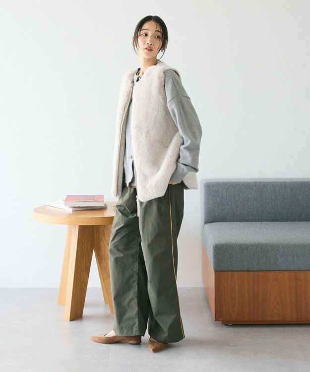 CRAFT STANDARD BOUTIQUE エコファー×ムートンチュニックベスト Light Gray