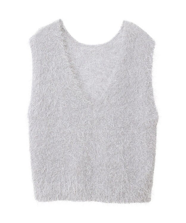 AMERICAN HOLIC 選べる丈２サイズ前後２ｗａｙシャギーベスト Gray