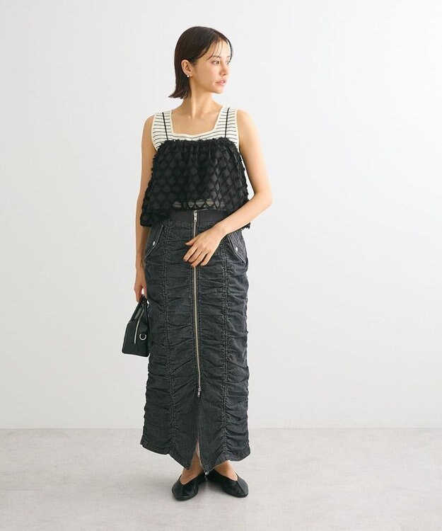 Green Parks ・ＥＬＥＮＣＡＲＥ　ＤＵＥフリンジジャカードビスチェ Black