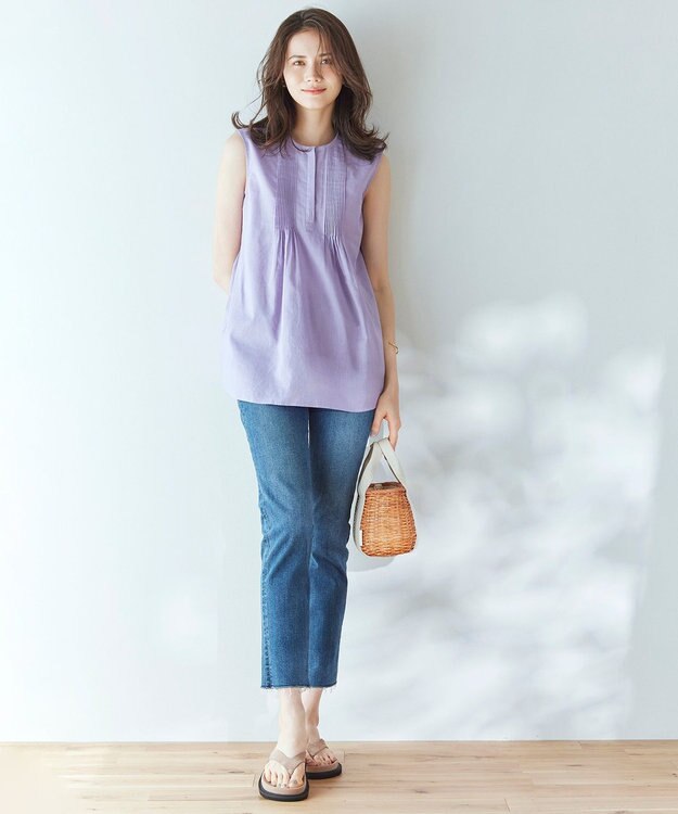 23区 L 【SLOW/洗える】SLOW DENIM タイトストレート デニム ダルブルー系