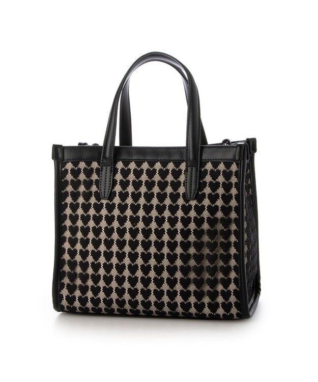 UNBILLION カシュカシュ cachecache / ハート柄レーススクエア2wayトート ブラック