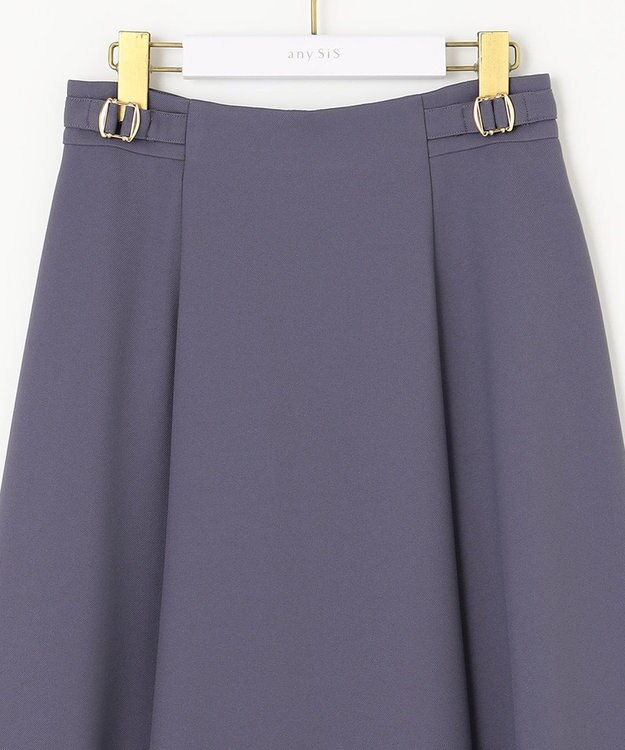 ANY SIS 【洗える】プチベルトフレア スカート ブルー