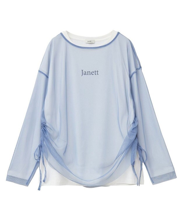 earth music&ecology ＳＥＴ２点ドロストシアープルオーバー＋ロゴＴｅｅ Blue