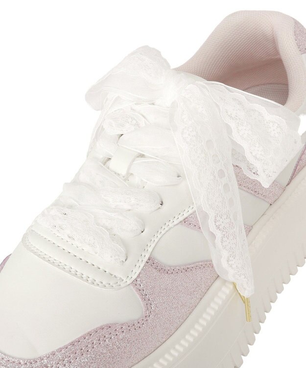 Maison de FLEUR レースリボン厚底スニーカー Light Pink