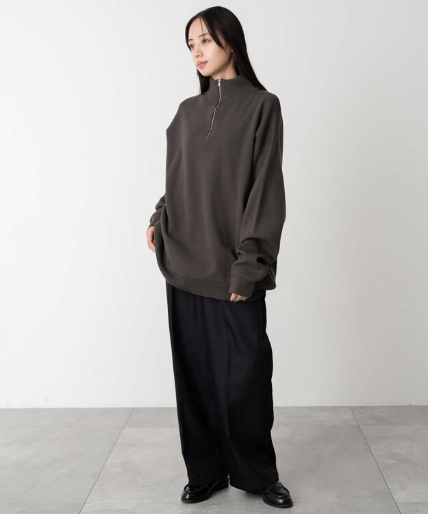 WEGO 【ユニセックス着用ITEM】ミラノリブハーフジッププルオーバー ダークグレー