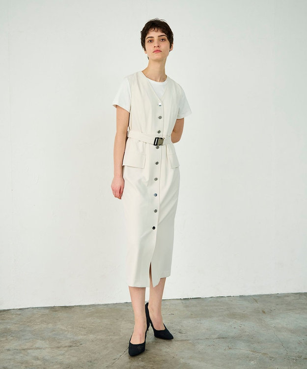 GRACE CONTINENTAL ベルト付ジャンパースカート キナリ