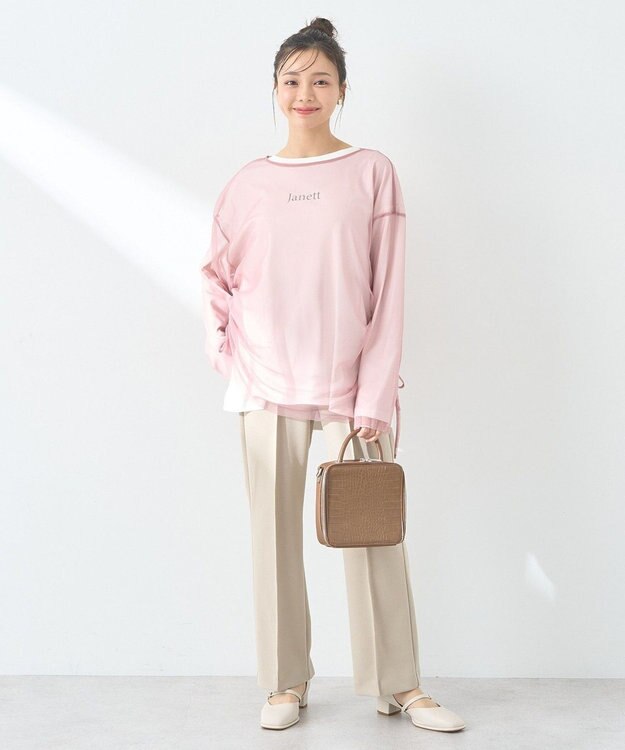 earth music&ecology ＳＥＴ２点ドロストシアープルオーバー＋ロゴＴｅｅ Pink