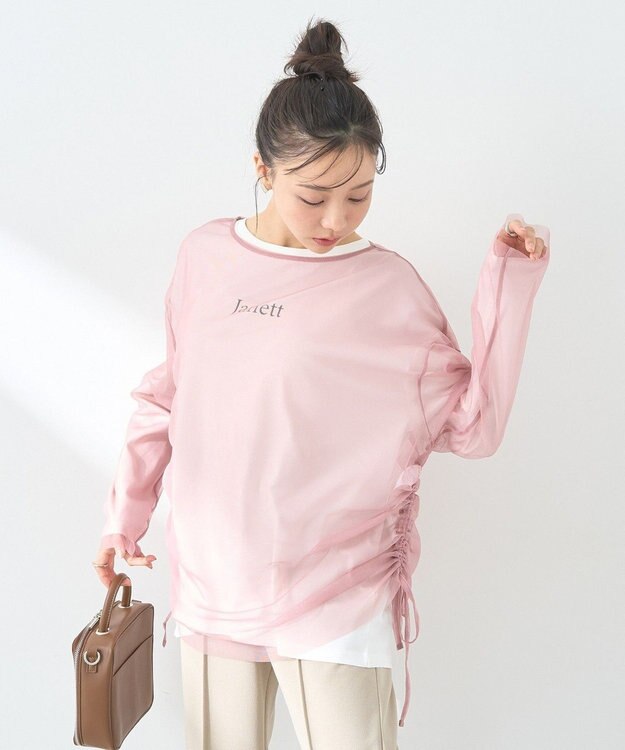 earth music&ecology ＳＥＴ２点ドロストシアープルオーバー＋ロゴＴｅｅ Pink