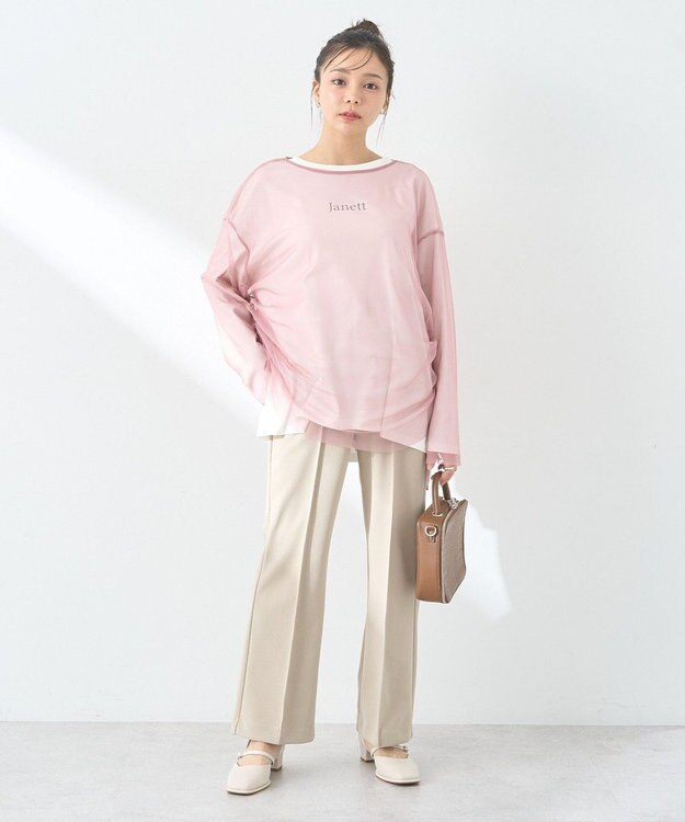 earth music&ecology ＳＥＴ２点ドロストシアープルオーバー＋ロゴＴｅｅ Pink