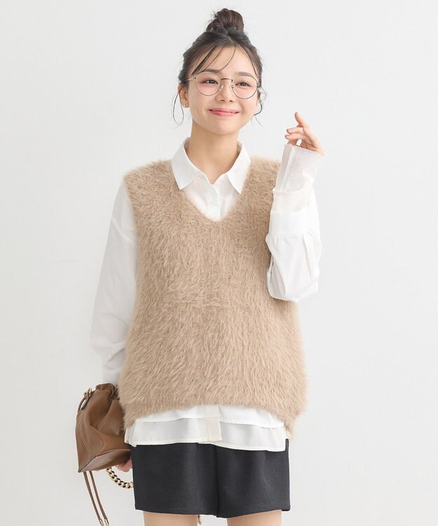 earth music&ecology シャギーベスト Mocha