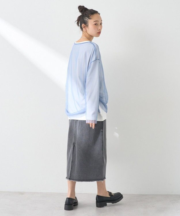 earth music&ecology ＳＥＴ２点ドロストシアープルオーバー＋ロゴＴｅｅ Blue