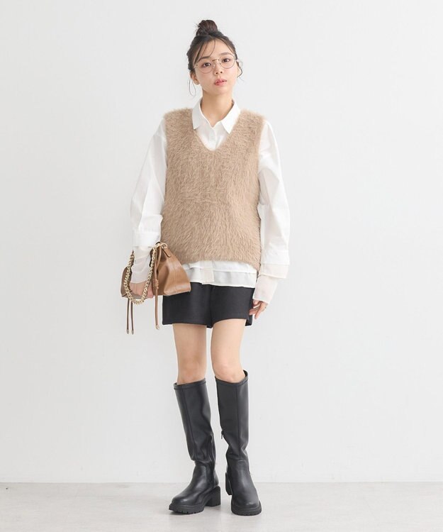 earth music&ecology シャギーベスト Mocha