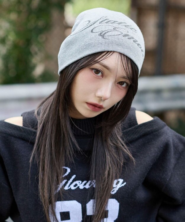 WEGO スプレープリントシングルニットワッチ グレー