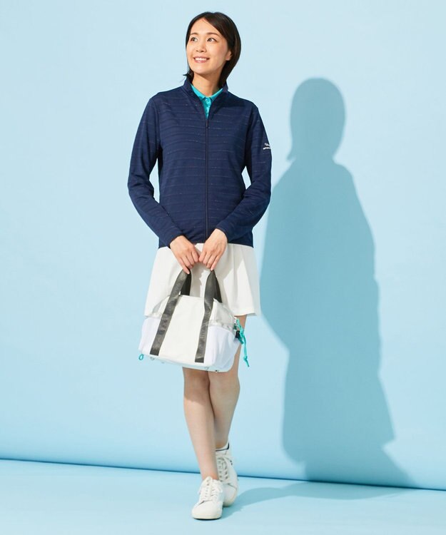 23区GOLF 【WOMEN】便利なUV羽織！【吸水速乾/UVカット】ラメボーダージャージ ネイビー系