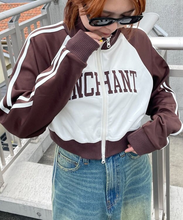 WEGO グラフィックショートトラックジャケット ブラウン