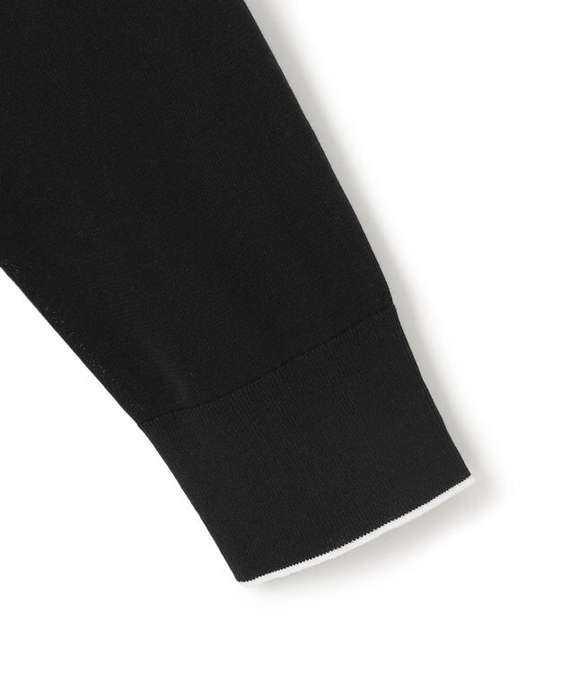 ICB 【洗える】ドライコットンアセテート ニットジャケット ブラック系