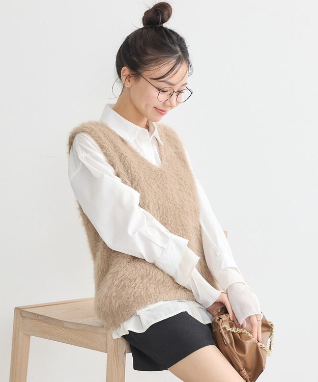 earth music&ecology シャギーベスト Mocha