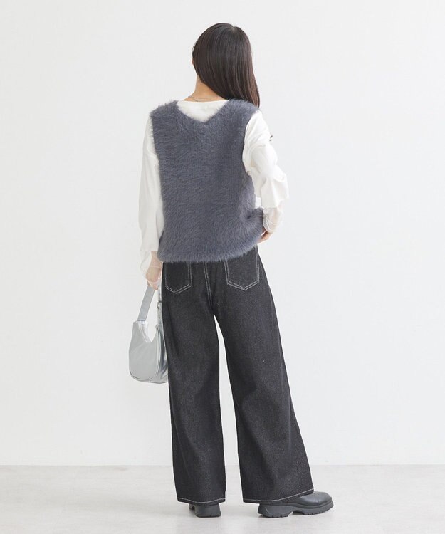 earth music&ecology シャギーベスト Light Gray