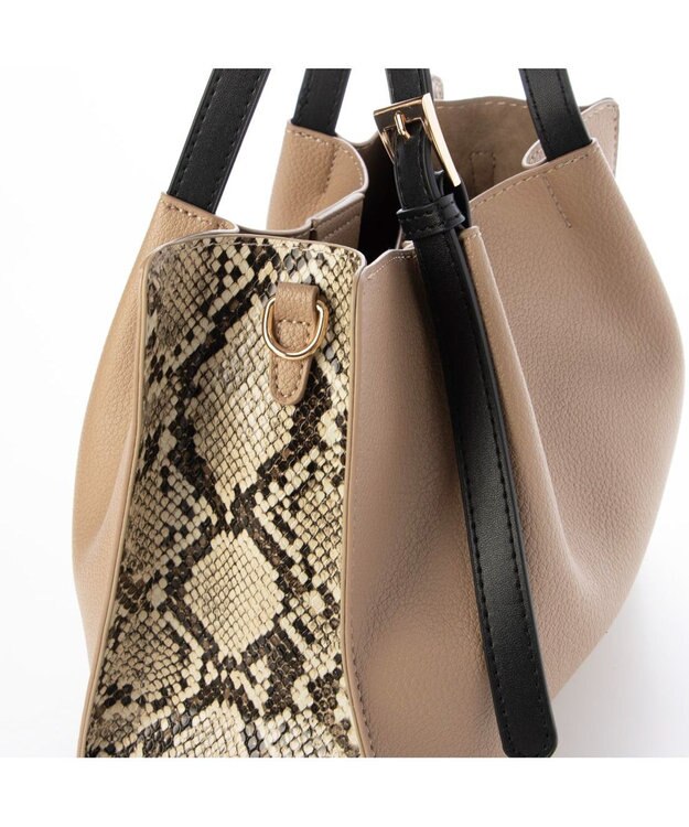 UNBILLION カシュカシュ cachecache / フェイクレザーショルダーバッグ付スクエアトート パイソン