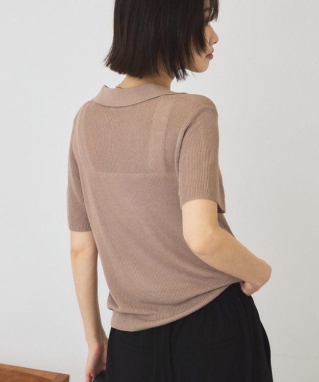 AMERICAN HOLIC 襟付きスキッパー半袖ニットポロ Beige