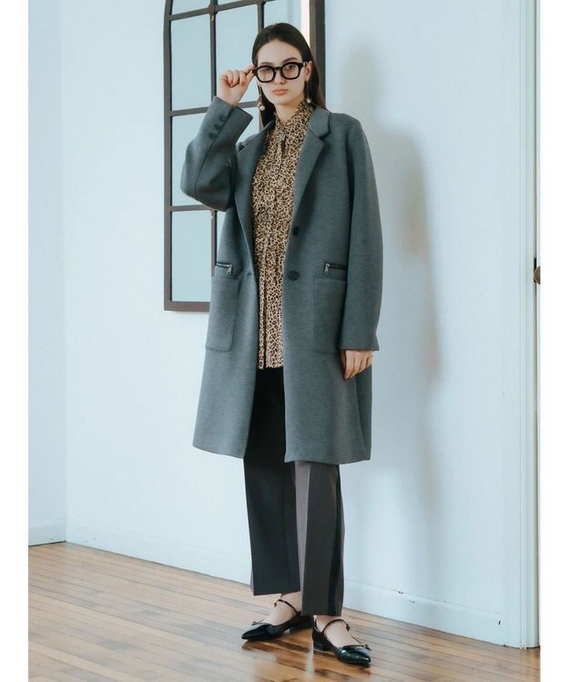 YECCA VECCA フリルデザインロングシャツ Leopard